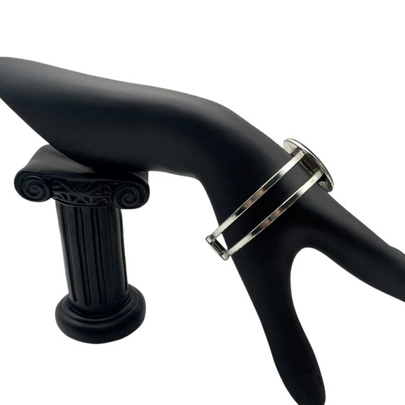 Apache Tears Stone Silver Bangle Cuff Bracelet - Picture 5 of 9